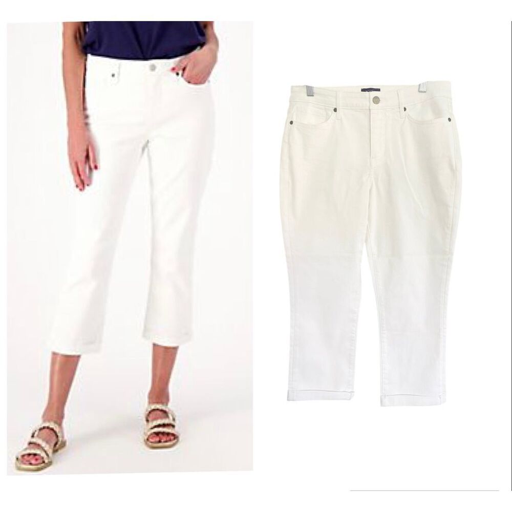 NYDJ White Denim Capri Pants Size 8 NWOT